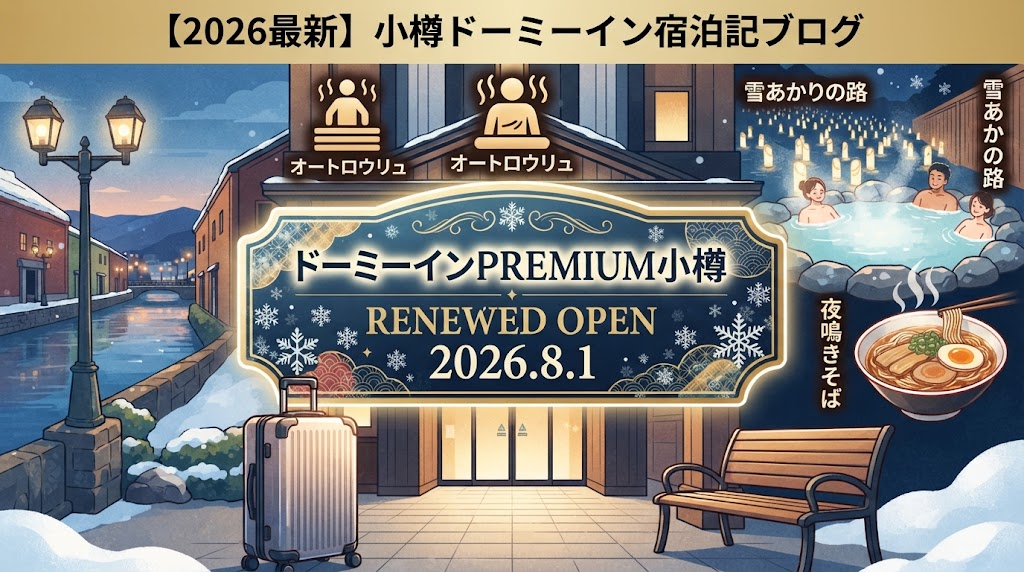 【2026最新】小樽ドーミーイン宿泊記ブログ!リニューアル後のお風呂が最高だった!